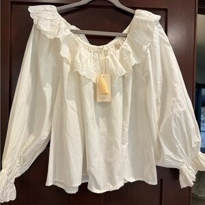 Doen Cream Ruffle Blouse